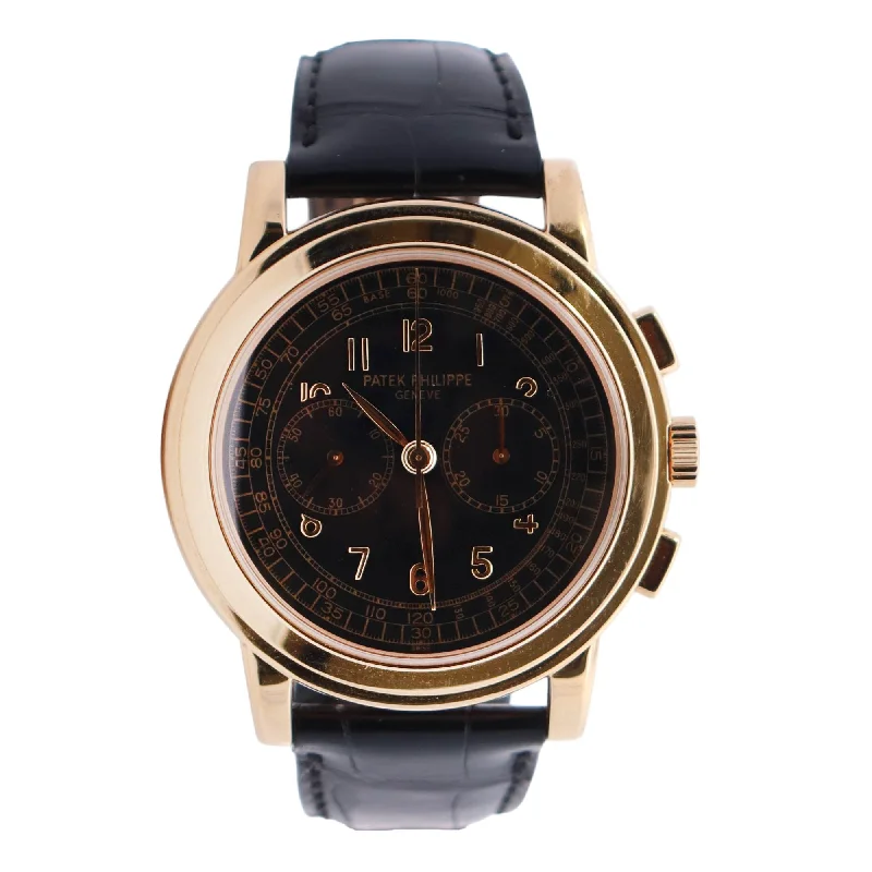 oversized watches with heavy-duty casing-Patek Philippe Complications 42mm Black Dial Watch Ref# 5070J-001