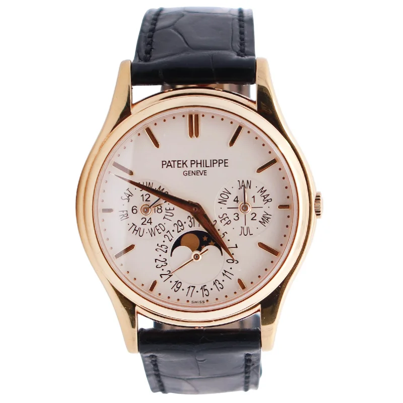 fitness watches with pulse and activity monitoring-Patek Philippe Perpetual Calendar 37mm White Dial Watch Ref# 5140J