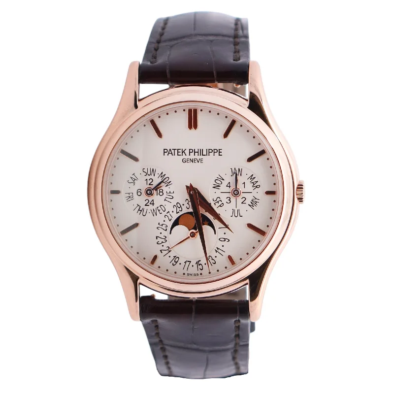 sports watches with pulse rate monitor-Patek Philippe Perpetual Calendar 37mm White Dial Watch Ref# 5140R-011