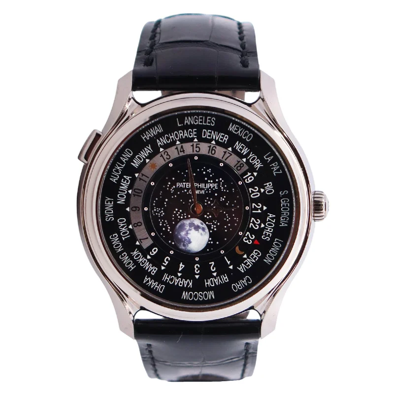 hybrid watches for men and women-Patek Philippe World Time 40mm Black Dial Watch Ref# 5575G-001