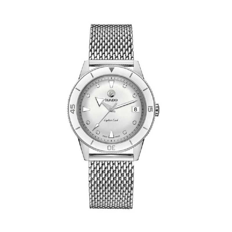 best smartwatch with customizable bands-Rado Captain Cook Automatic Diamonds R32500703 Women Watch