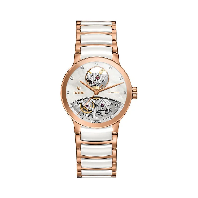 unique handmade watches-Rado Centrix Automatic Diamonds Open Heart R30248902 Women Watch