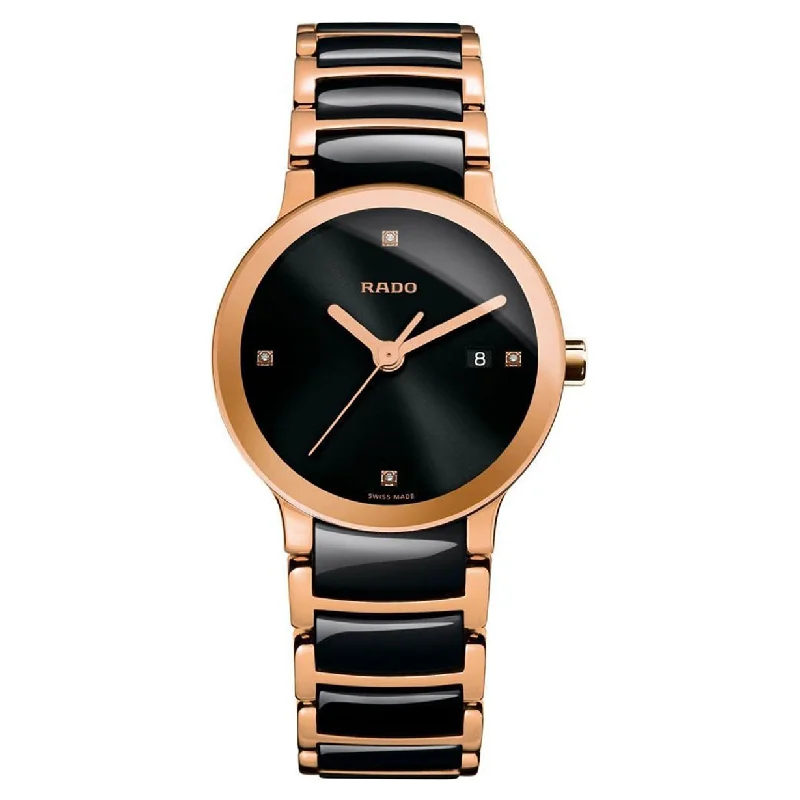 slim profile watches for women-Rado Centrix Black Dial Women 28mm