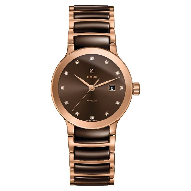 men’s watches with leather straps-Rado Centrix Brown Dial Women 28mm