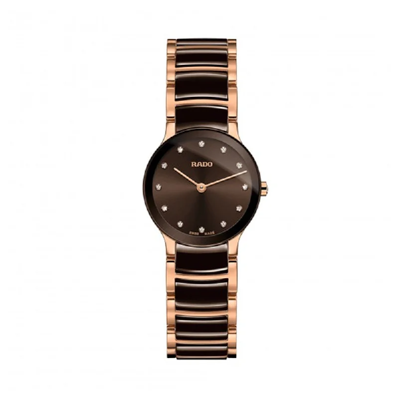 affordable smartwatches with good battery life-Rado Centrix Diamonds R30190702 Women Watch