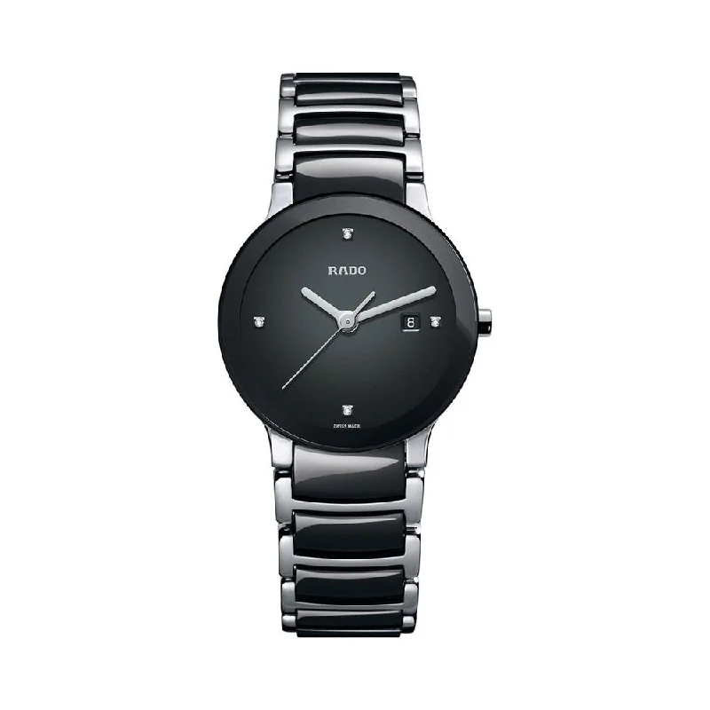 classic leather strap watches-Rado Centrix Diamonds R30935712 Women Watch