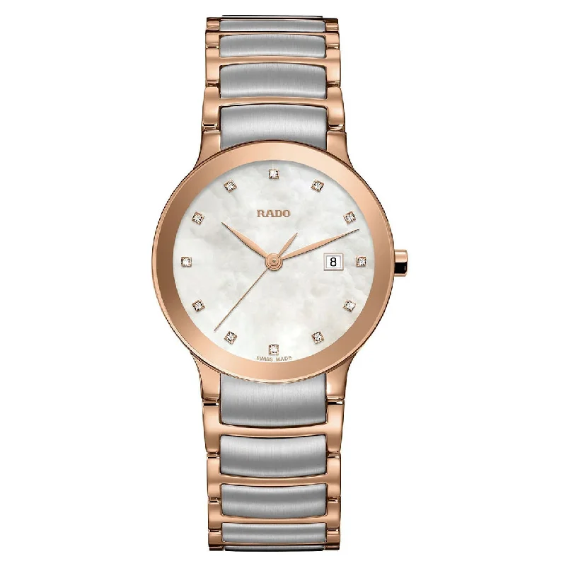 fitness watches with built-in GPS-Rado Centrix White Mother-Of-Pearl Dial Women 28mm