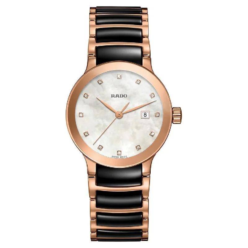 best watches for casual wear-Rado Centrix White Mother-Of-Pearl Dial Women 28mm