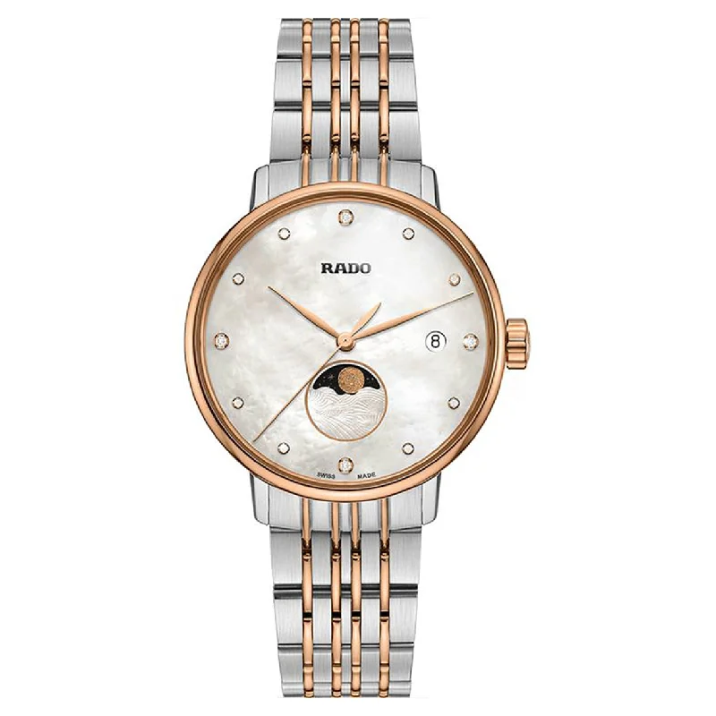 smartwatches with stress monitoring feature-Rado Coupole White Mother-Of-Pearl Dial Women 34mm