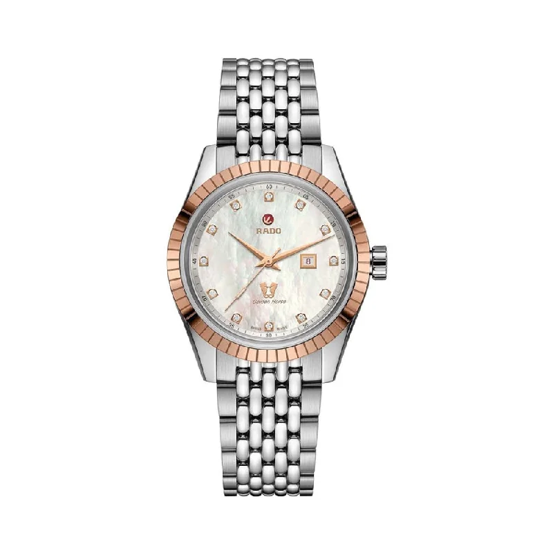 fitness watches with pedometer and heart rate monitor-Rado HyperChrome Classic Automatic Diamonds R33102903 Women Watch