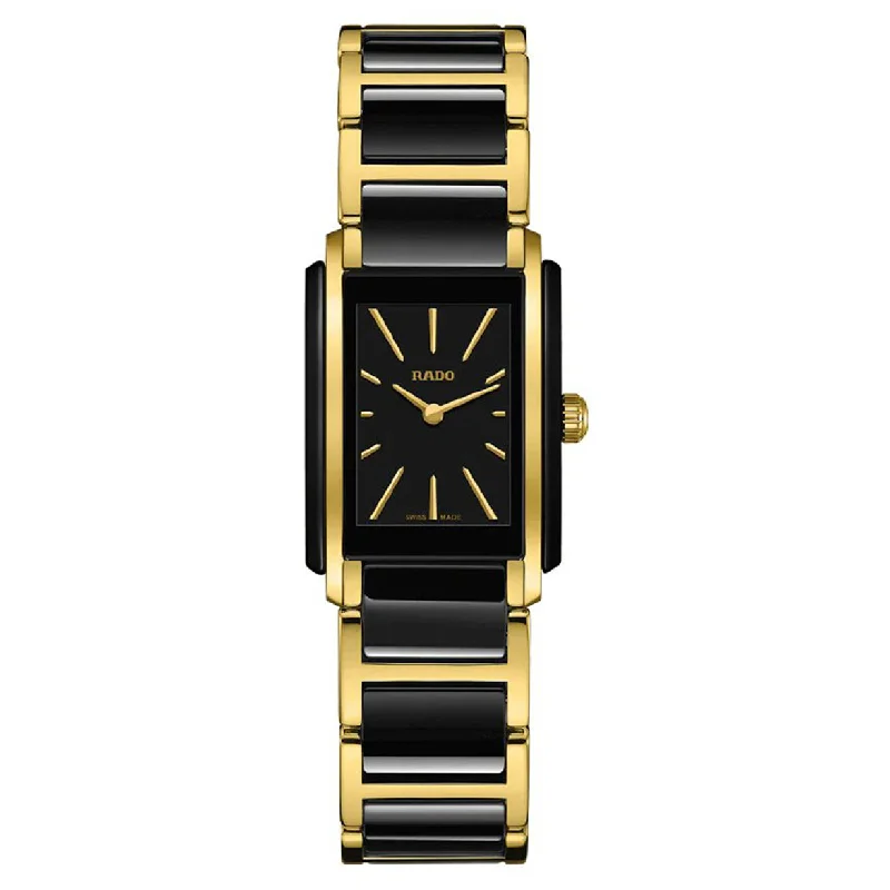 watches with interchangeable bands for fashion flexibility-Rado Integral Black Dial Women 22.7mm