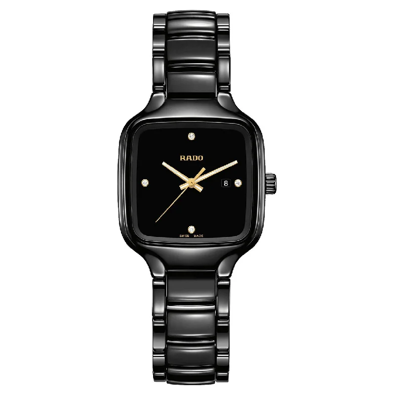 smartwatch with built-in workout modes-Rado True Black Dial Women 29mm