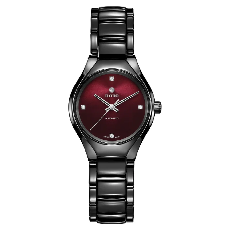 watches for travel and time zone management-Rado True Red Dial Women 30mm