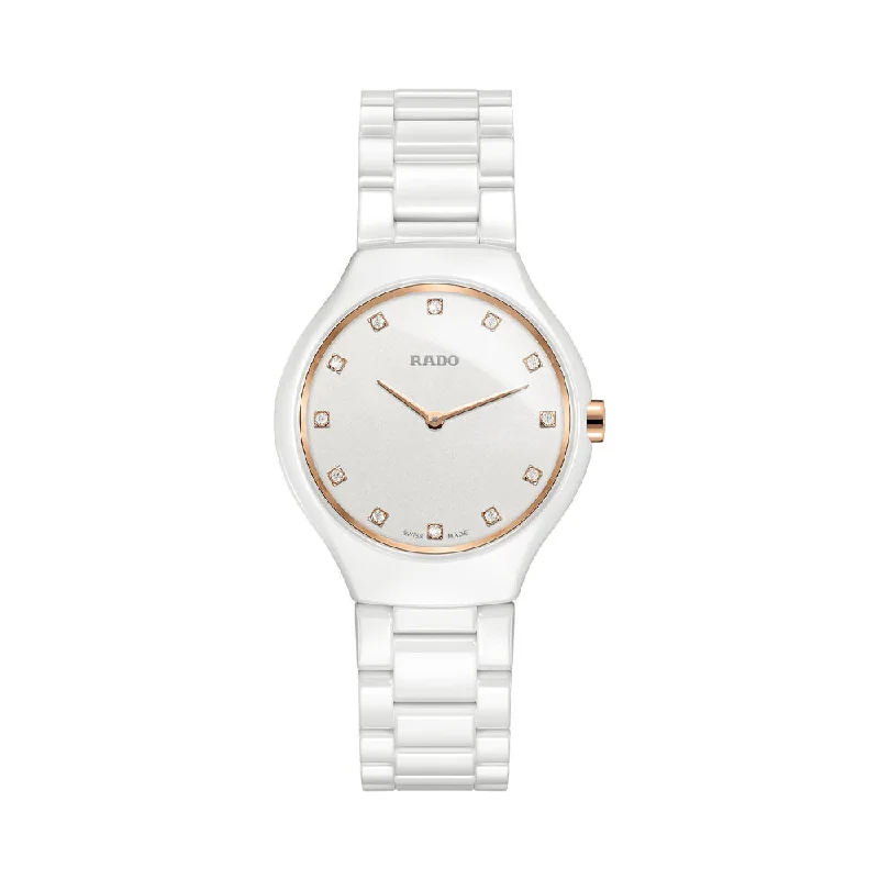 elegant watches for weddings-Rado True Thinline Diamonds R27958722 Women Watch