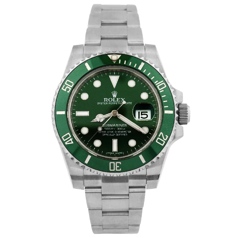 classic wristwatches for men’s wardrobe-Rolex Submariner 40mm Green Dial Watch Ref# 116610LV