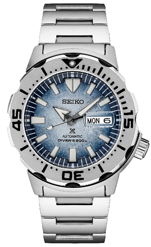 analog watches for casual use-Special Edition Seiko Prospex Save The Ocean Automatic Stainless Steel Blue Dial Day/Date Divers Mens Watch SRPG57K1