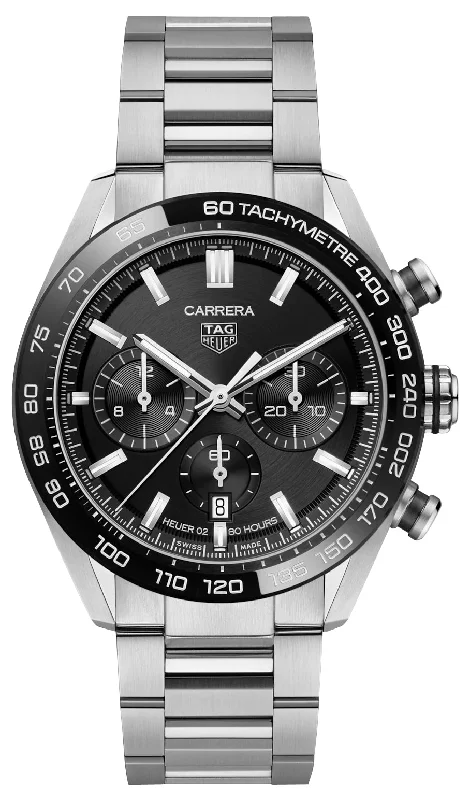 unique handmade watches-TAG Heuer Carrera Automatic Chronograph Stainless Steel Black Dial Date Mens Watch CBN2A1B.BA0643