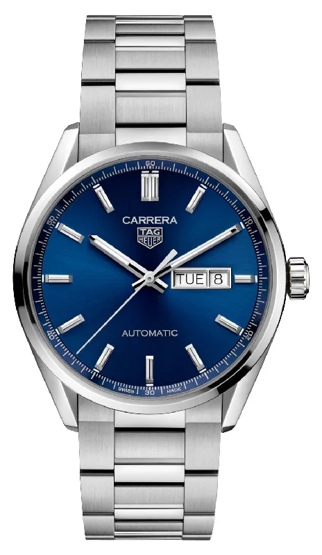 designer watches for fashion lovers-TAG Heuer Carrera Automatic Stainless Steel Blue Dial Day/Date Mens Watch WBN2012.BA0640