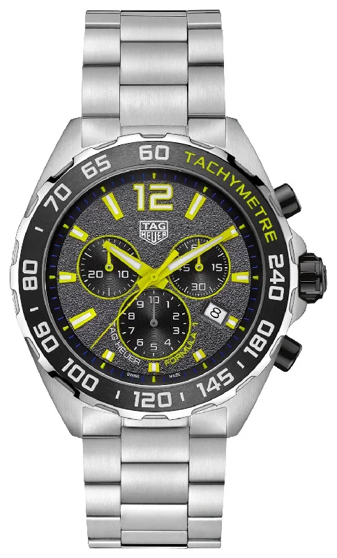 stylish women’s smartwatches with customizable faces-TAG Heuer Formula 1 Chronograph Stainless Steel Gray Dial Date Divers Quartz Mens Watch CAZ101AG.BA0842